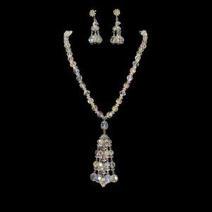 Coro 1950's Aurora Borealis Crystal Necklace & Earrings​​​
